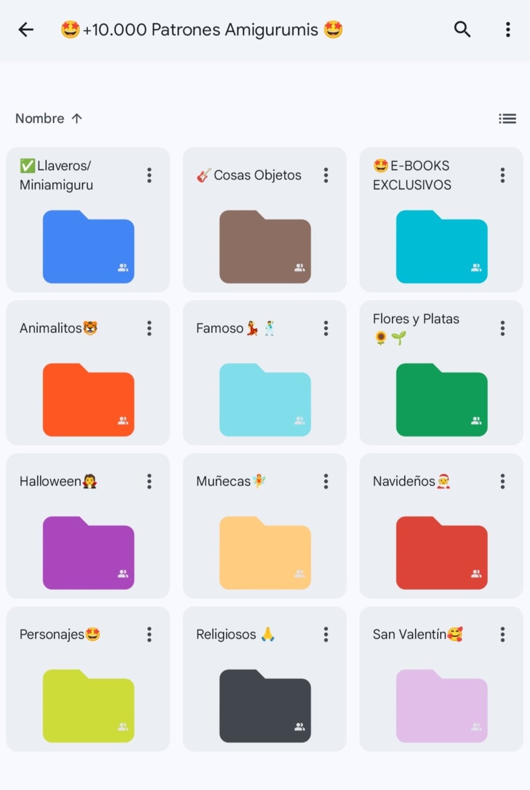 Captura real de la biblioteca de carpetas del e-book, organizada por categoría